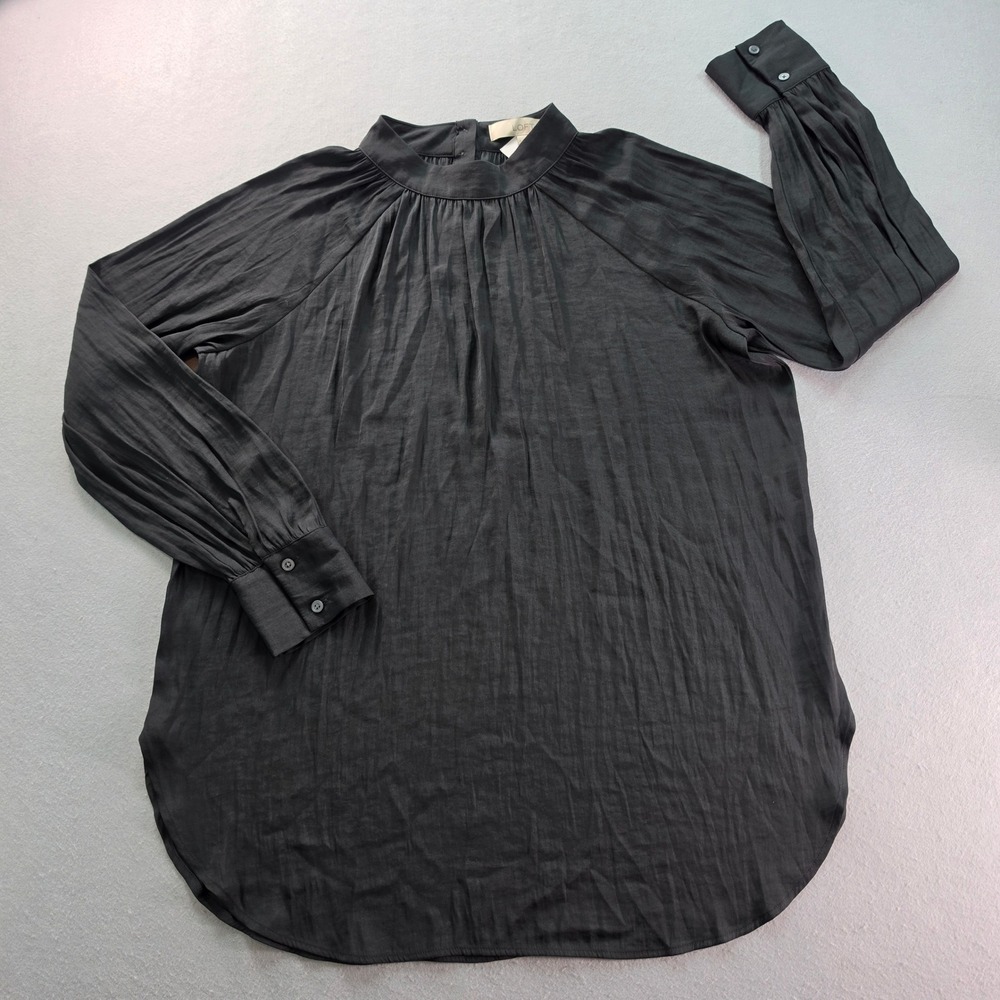 Loft Womens Black Mock Neck Raglan Long Sleeve Blouse Top NWT Small